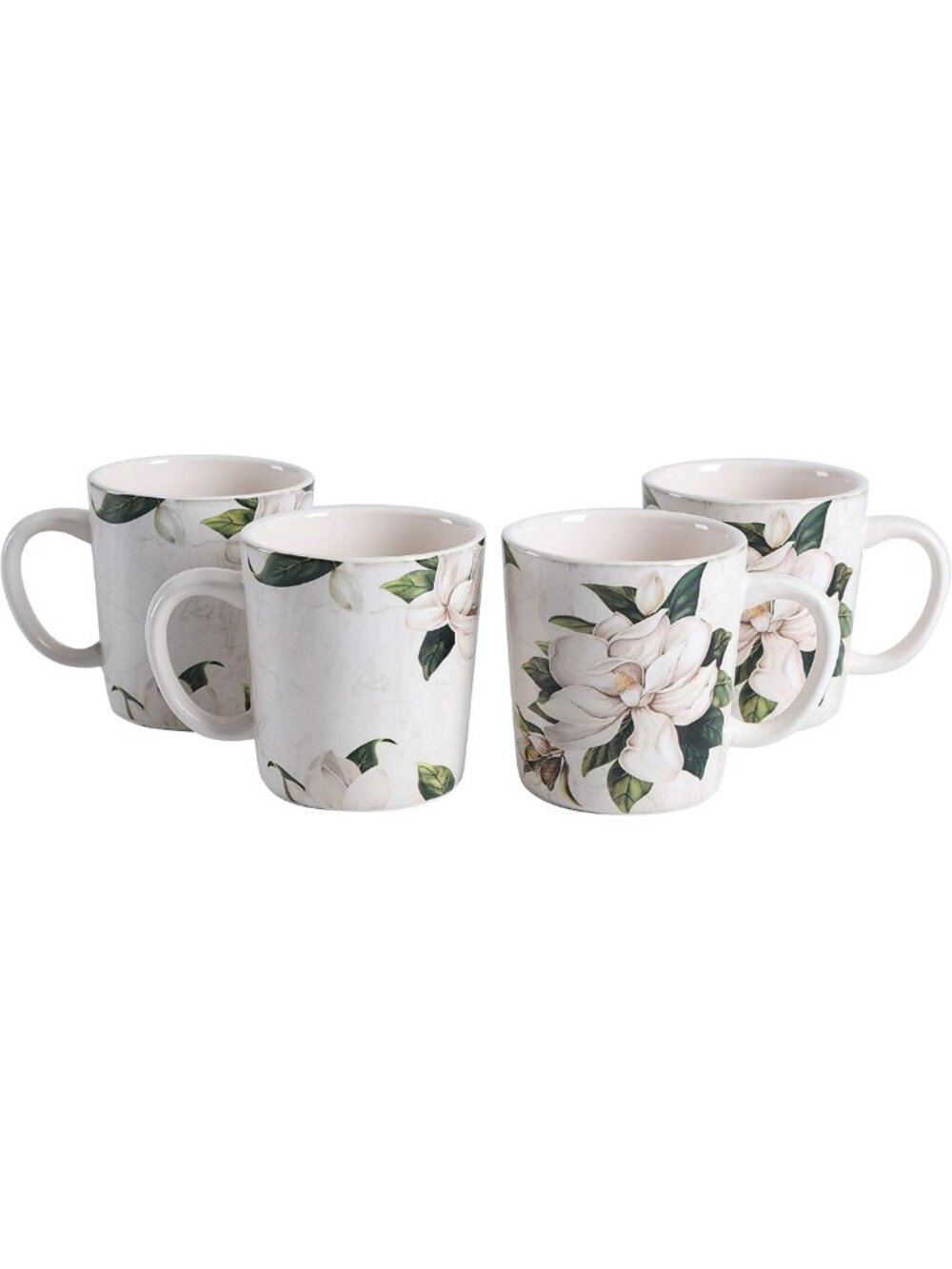 Floral Ceramic Coffee Mugs Set of 4 - Aesthetic 18 oz Drinkware for Home Decor